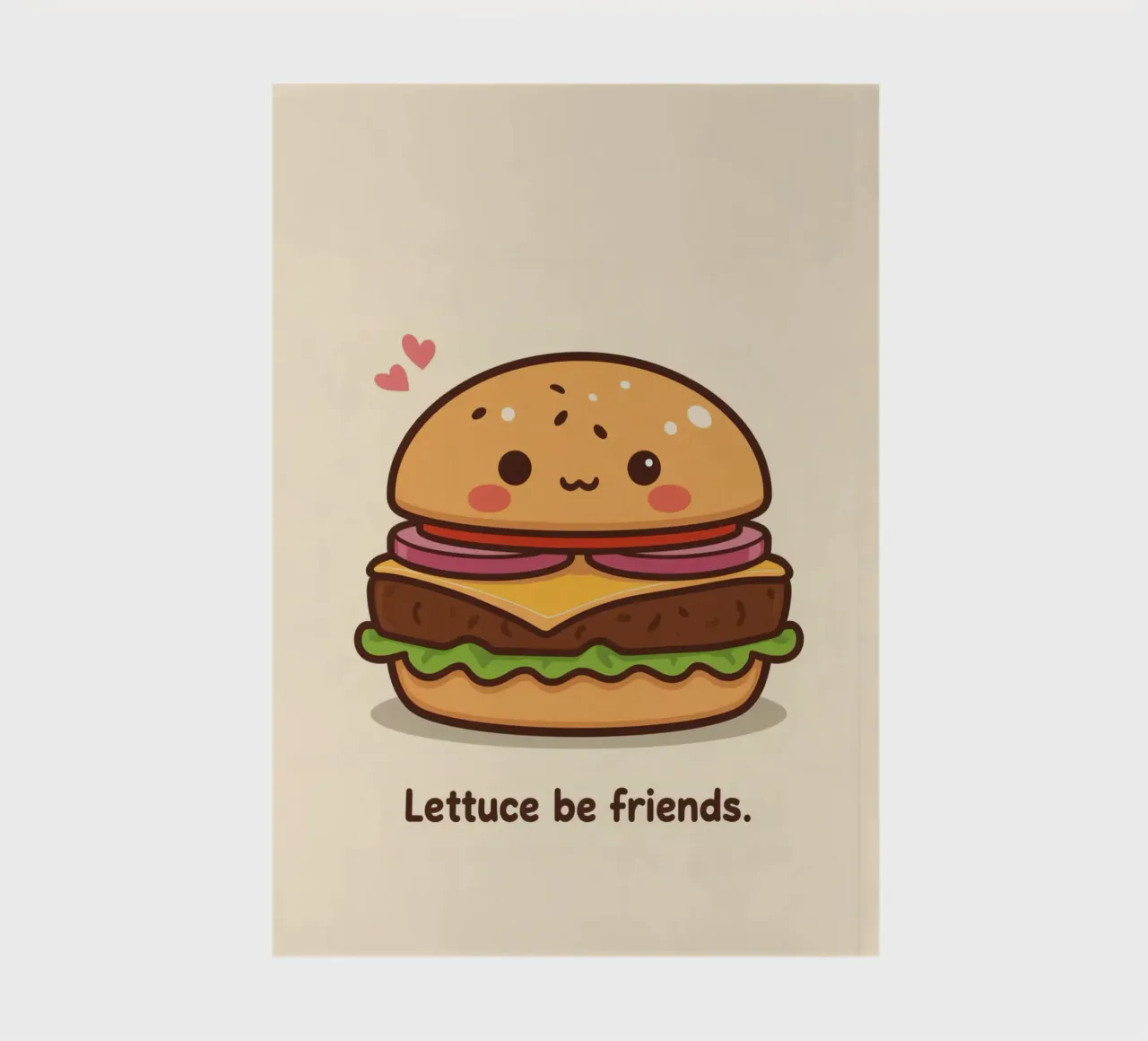 Hamburger mignon avec un visage heureux et des cœurs carnet de notes de DesignDoodle