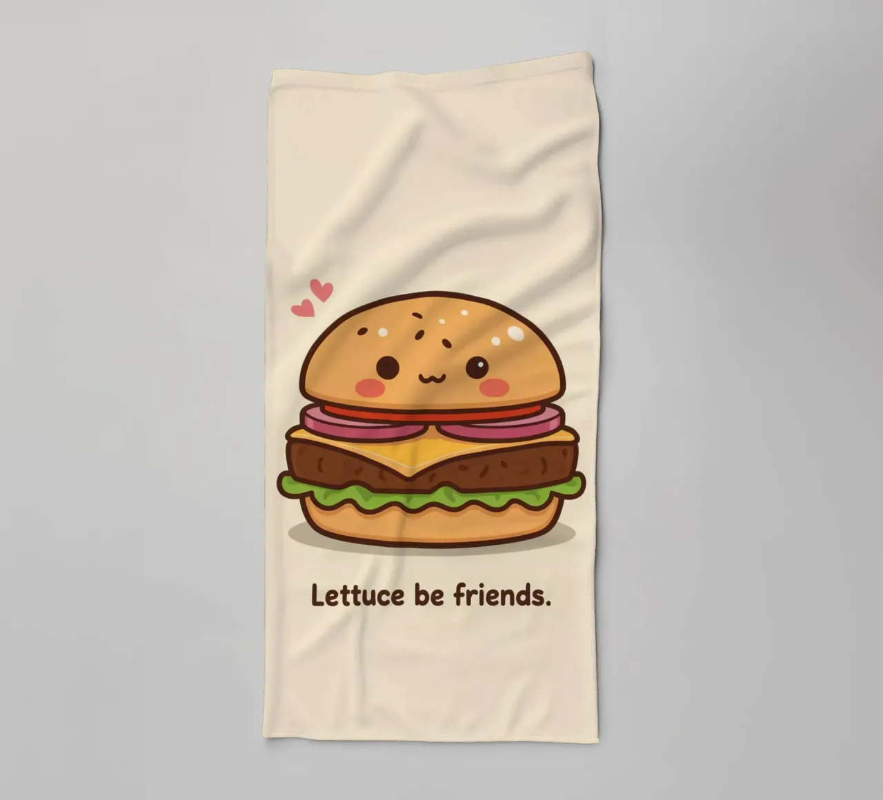 Simpatico hamburger con faccia felice e cuori asciugamano da bagno da DesignDoodle