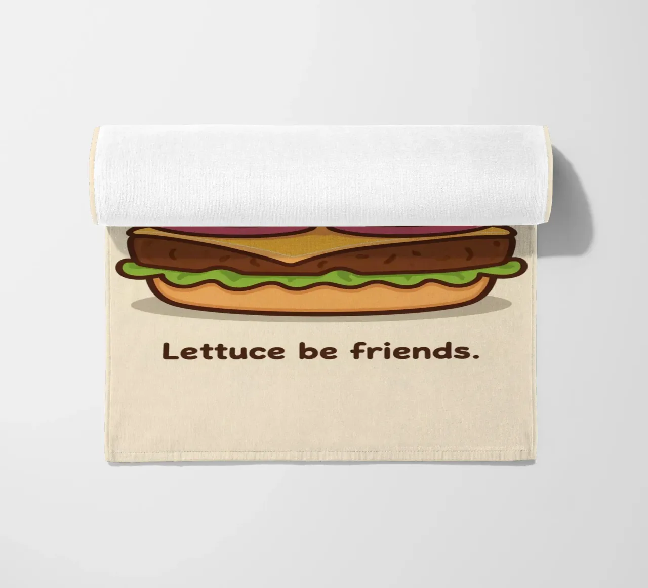 Simpatico hamburger con faccia felice e cuori telo mare da DesignDoodle