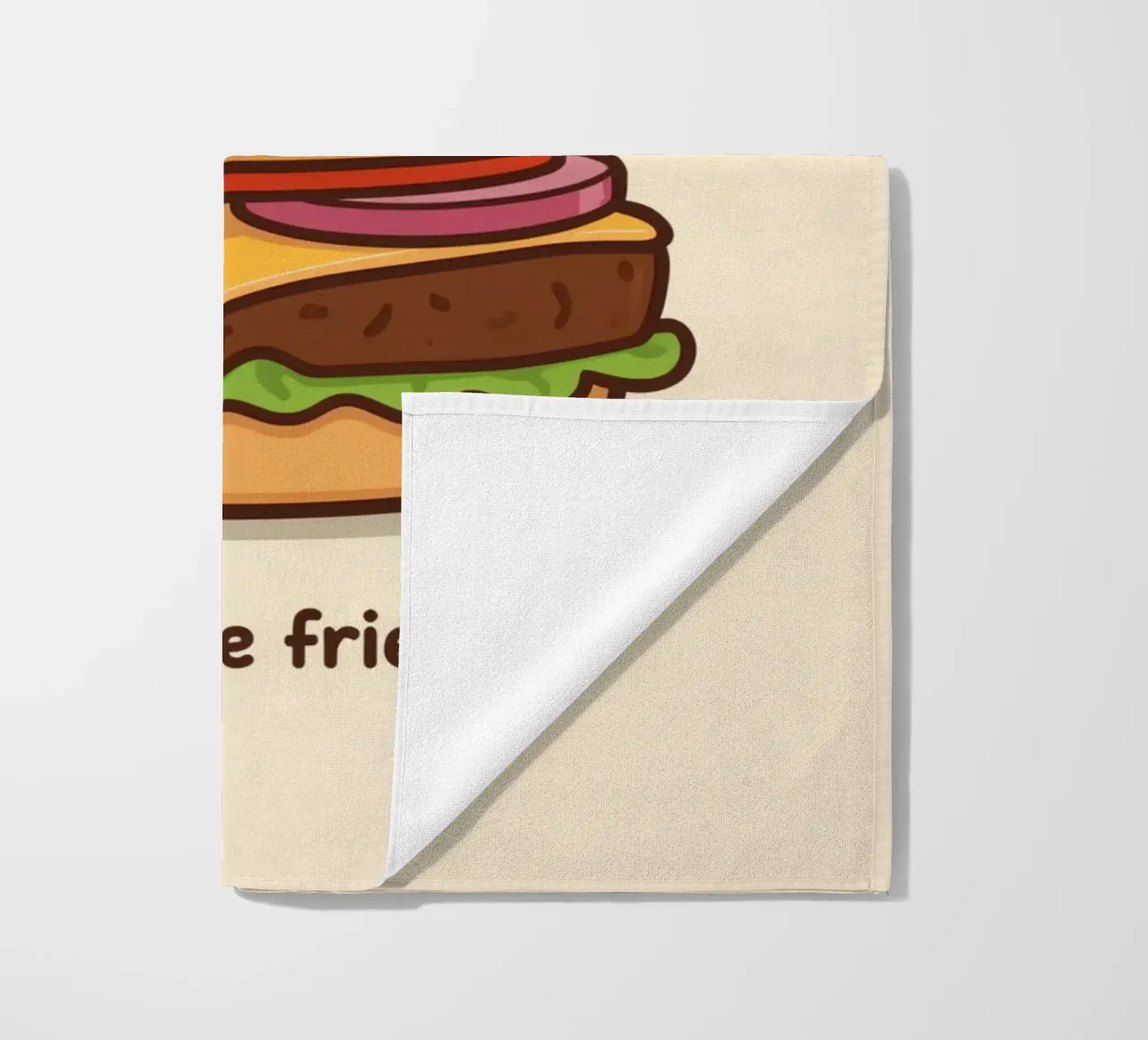 Simpatico hamburger con faccia felice e cuori telo mare da DesignDoodle