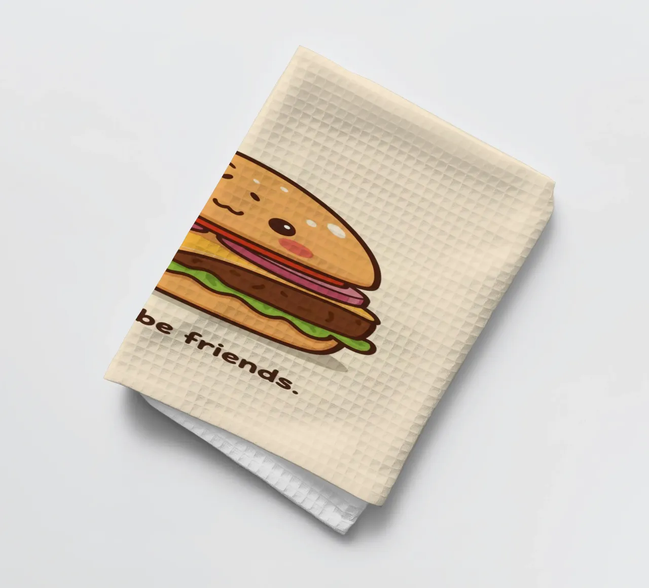 Simpatico hamburger con faccia felice e cuori canovaccio da cucina da DesignDoodle
