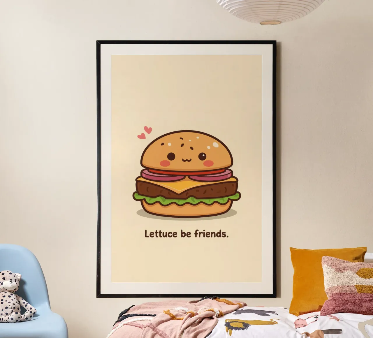 Hamburger mignon avec un visage heureux et des cœurs hahnemühle de DesignDoodle