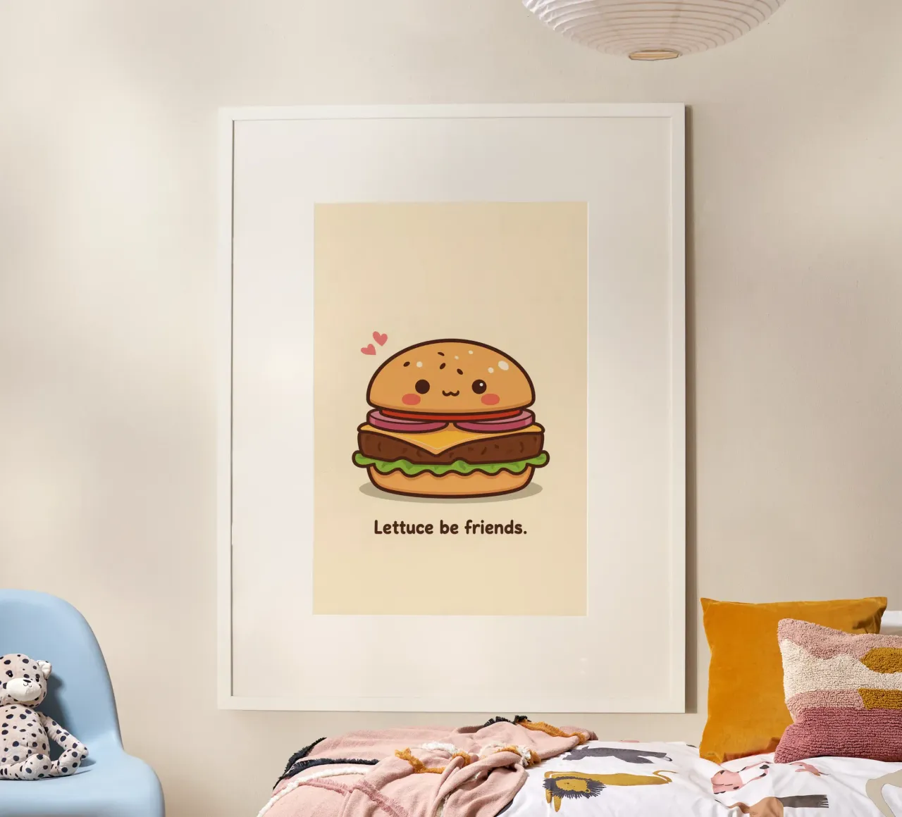 Hamburger mignon avec un visage heureux et des cœurs hahnemühle de DesignDoodle