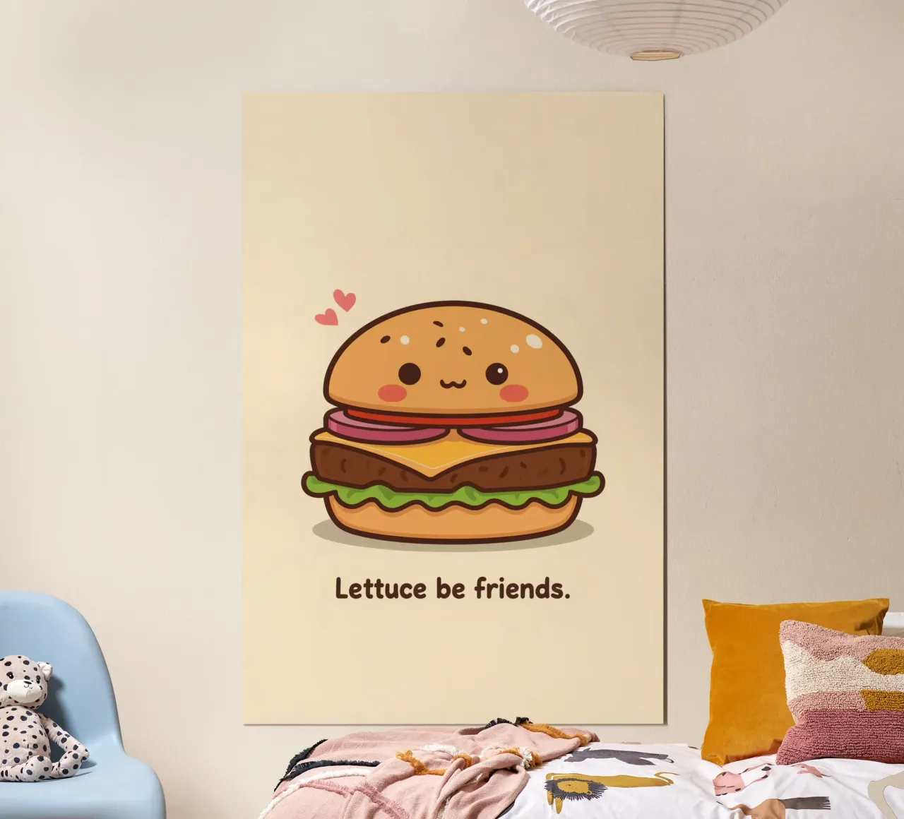 Hamburger mignon avec un visage heureux et des cœurs hahnemühle de DesignDoodle