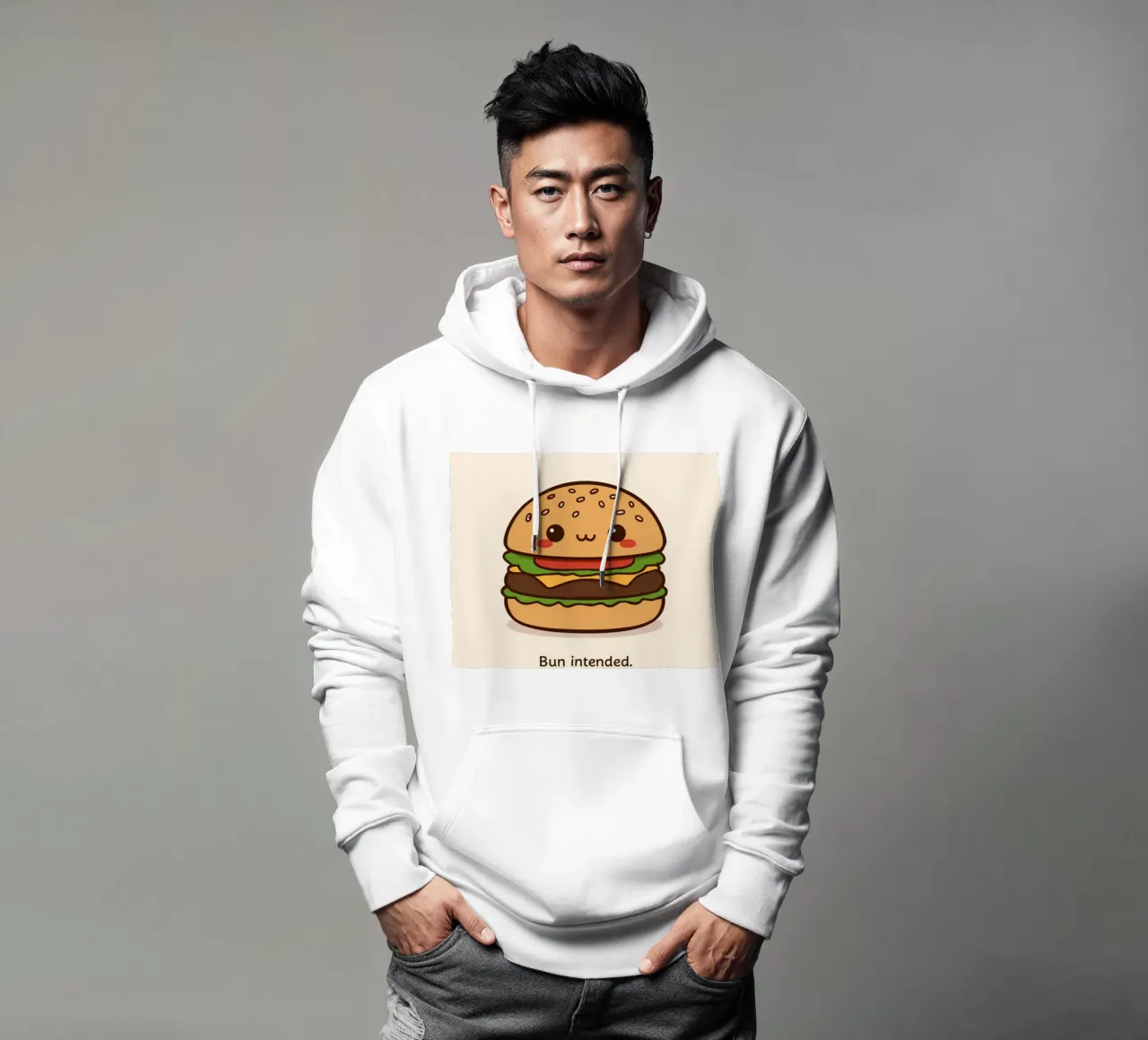 Un simpatico hamburger con "Bun Intended". felpa con cappuccio da DesignDoodle