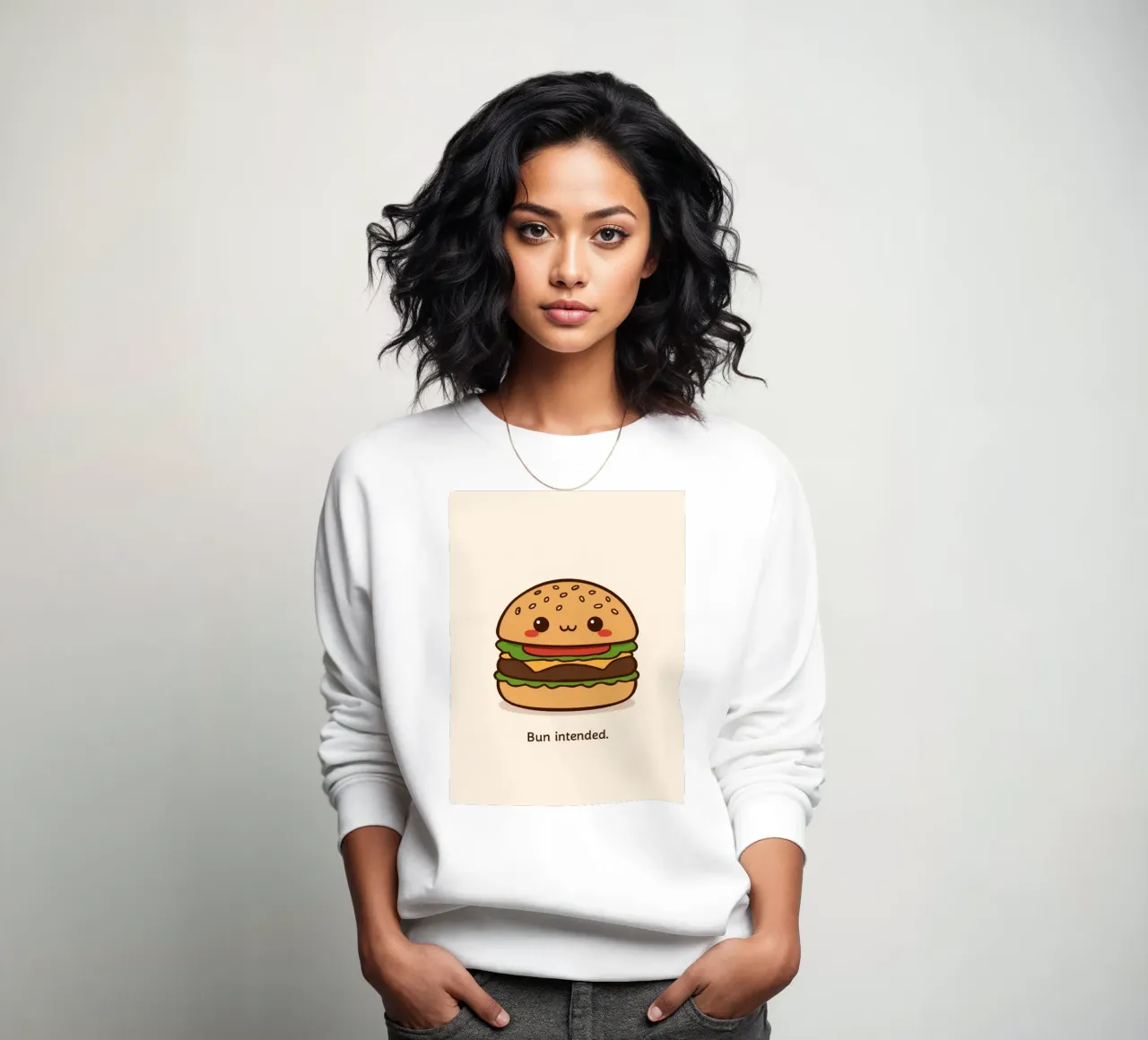 Un simpatico hamburger con "Bun Intended". felpa da DesignDoodle