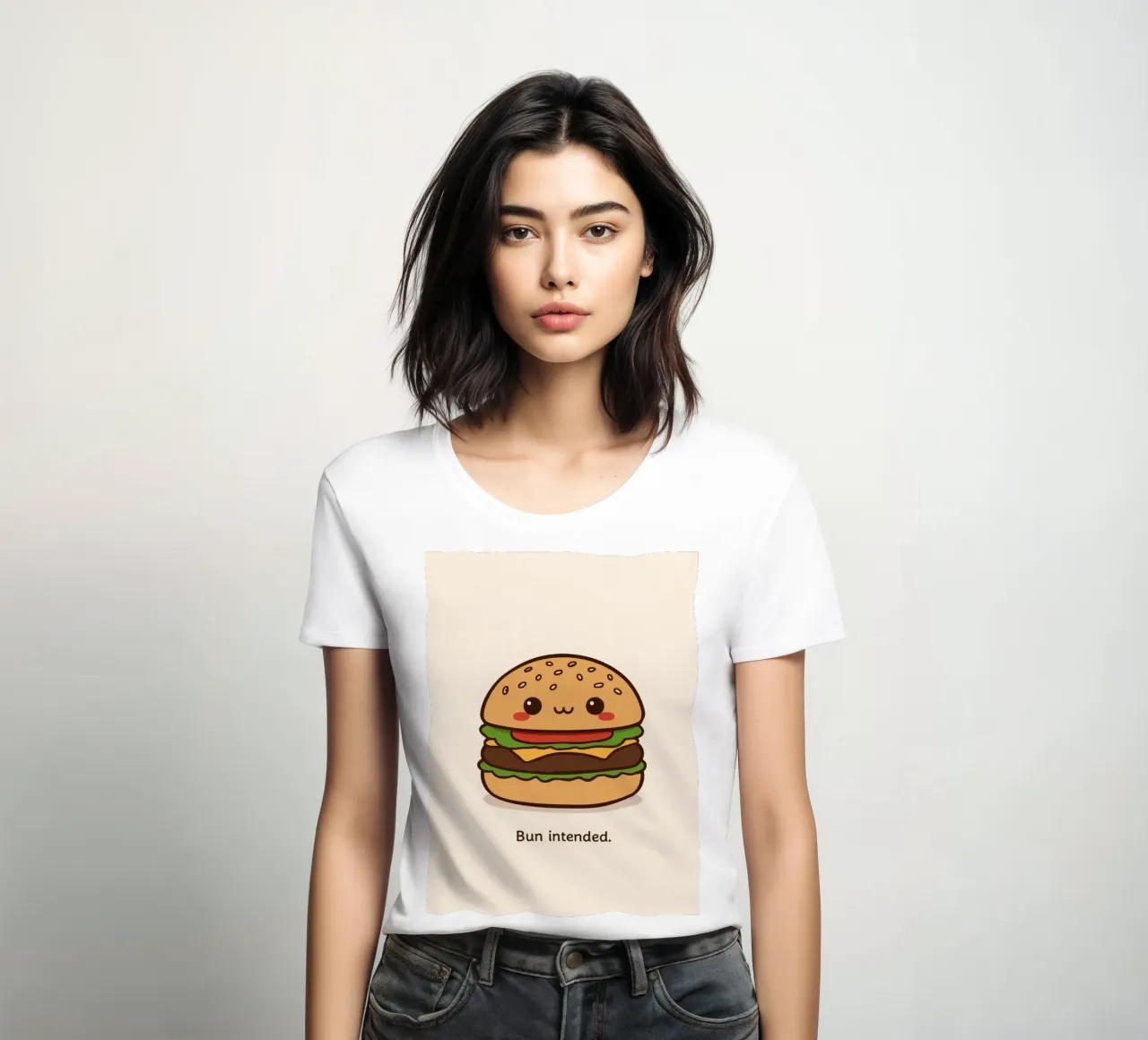 Un simpatico hamburger con "Bun Intended". t-shirt da donna da DesignDoodle