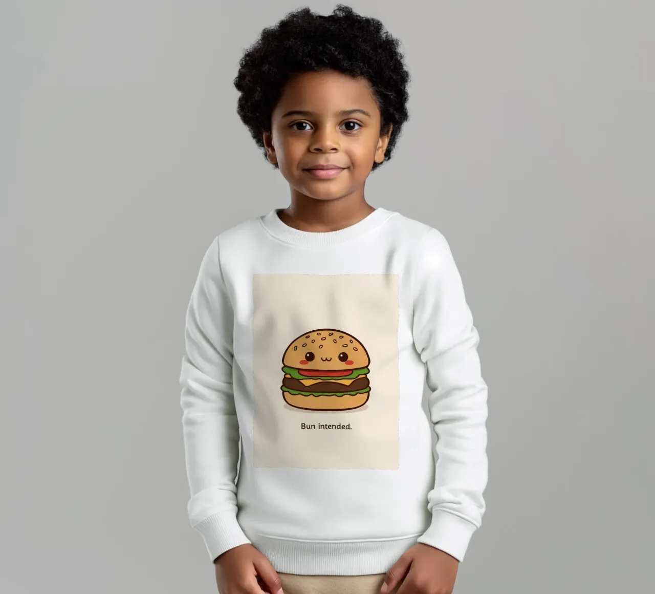 Un simpatico hamburger con "Bun Intended". felpa bambino da DesignDoodle
