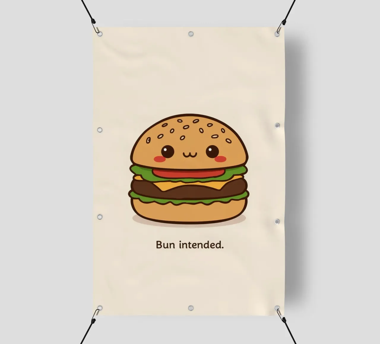 Un simpatico hamburger con "Bun Intended". telo in pvc da DesignDoodle