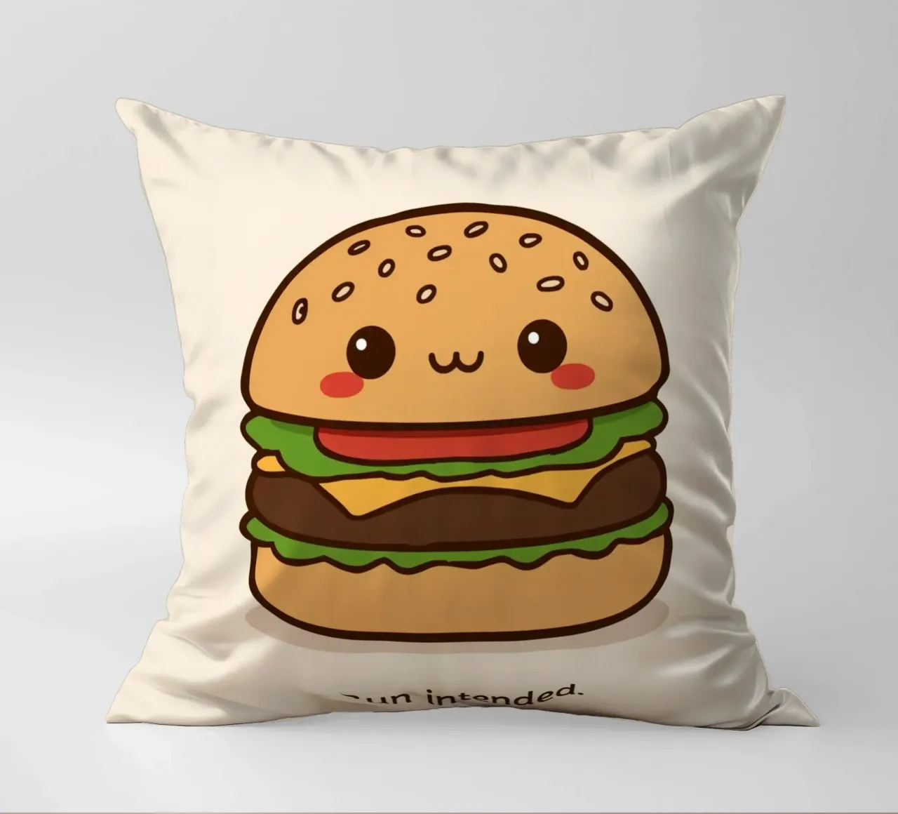 Un simpatico hamburger con "Bun Intended". cuscino da DesignDoodle