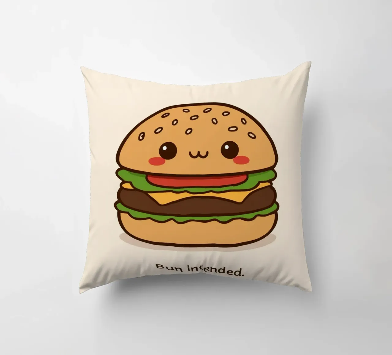 Un simpatico hamburger con "Bun Intended". cuscino da DesignDoodle
