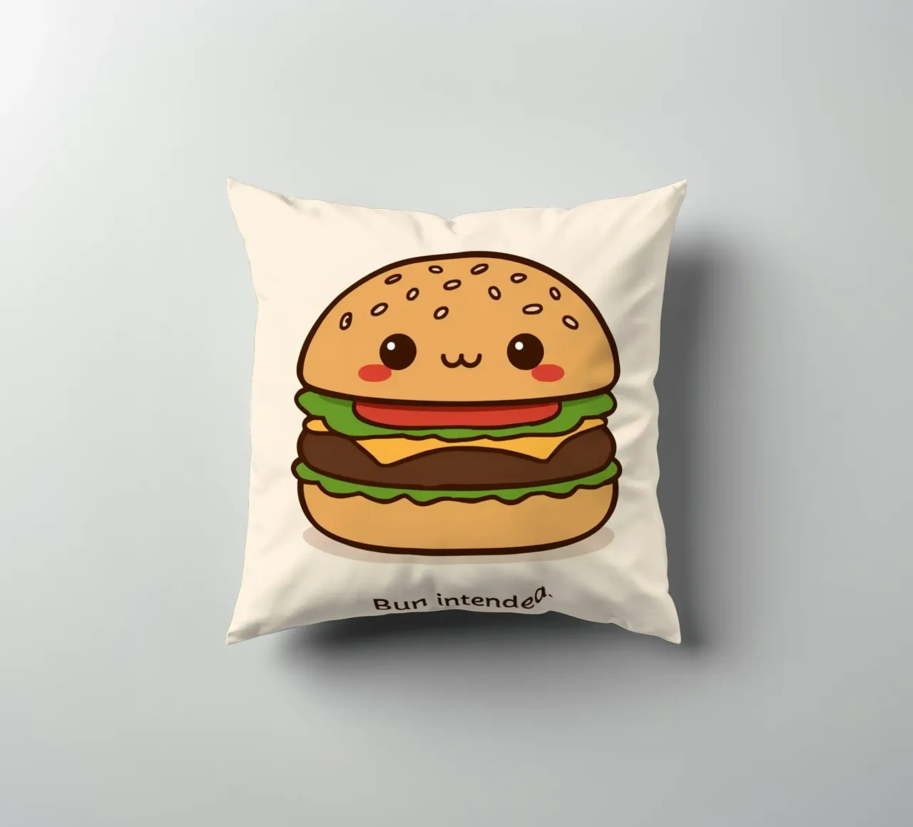 Un simpatico hamburger con "Bun Intended". cuscino da DesignDoodle