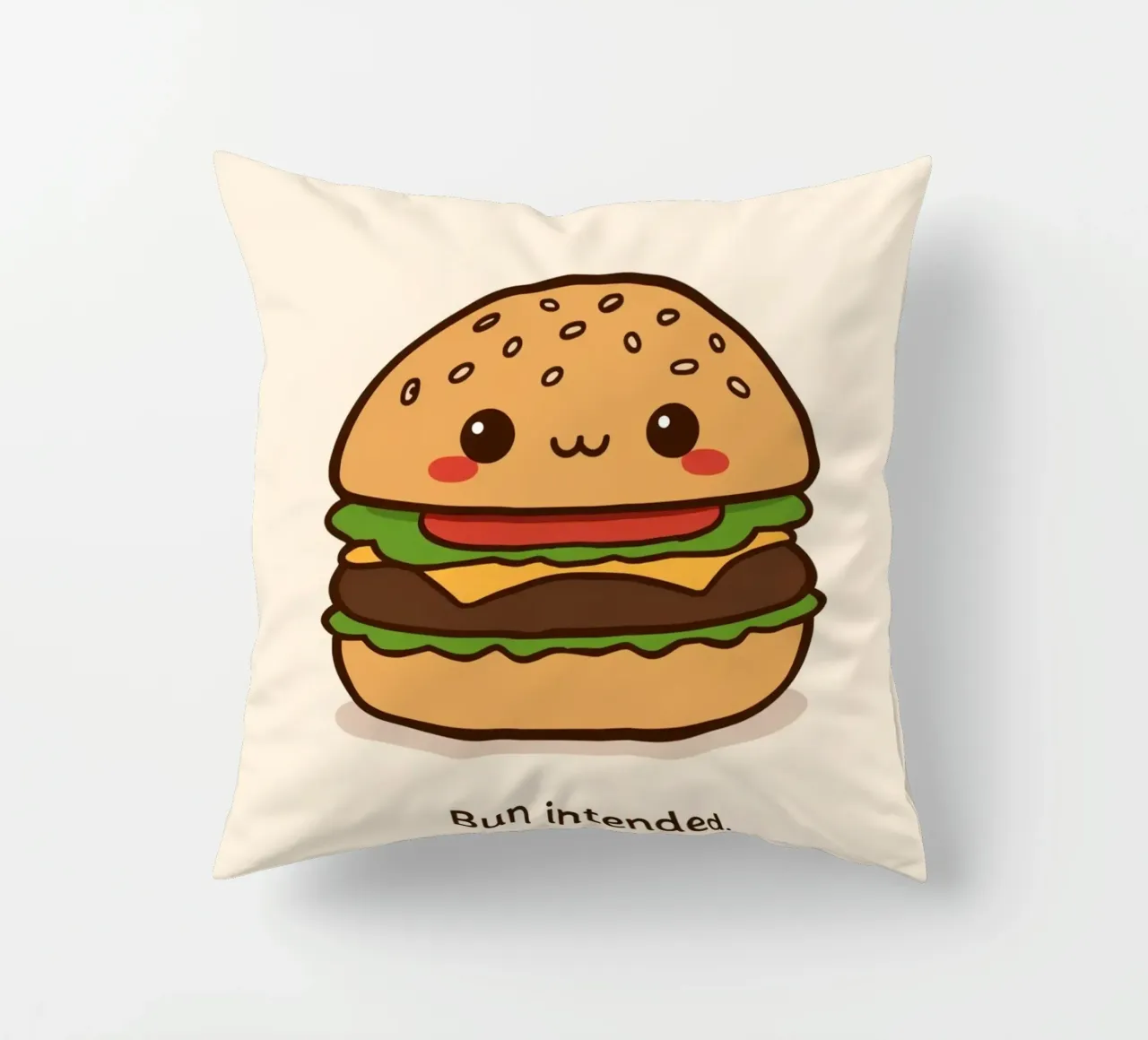 Un simpatico hamburger con "Bun Intended". cuscino da DesignDoodle