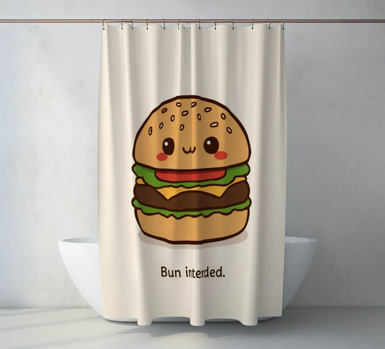 Un simpatico hamburger con "Bun Intended". tenda da doccia da DesignDoodle