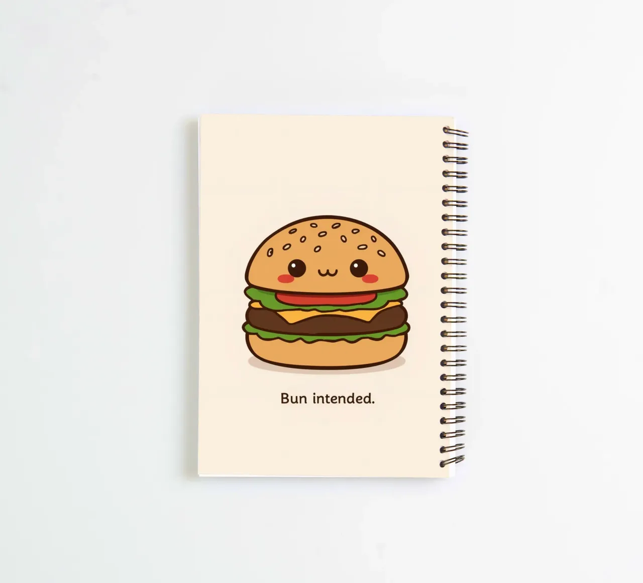 Un simpatico hamburger con "Bun Intended". diario ad anelli da DesignDoodle