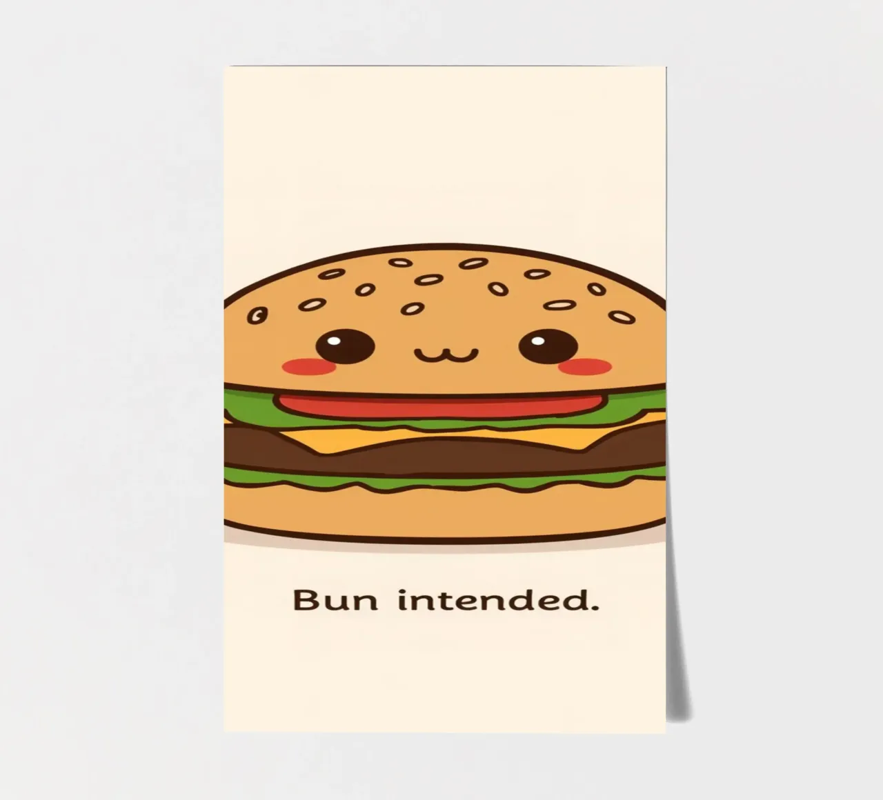Un simpatico hamburger con "Bun Intended". foglio adesivo da DesignDoodle