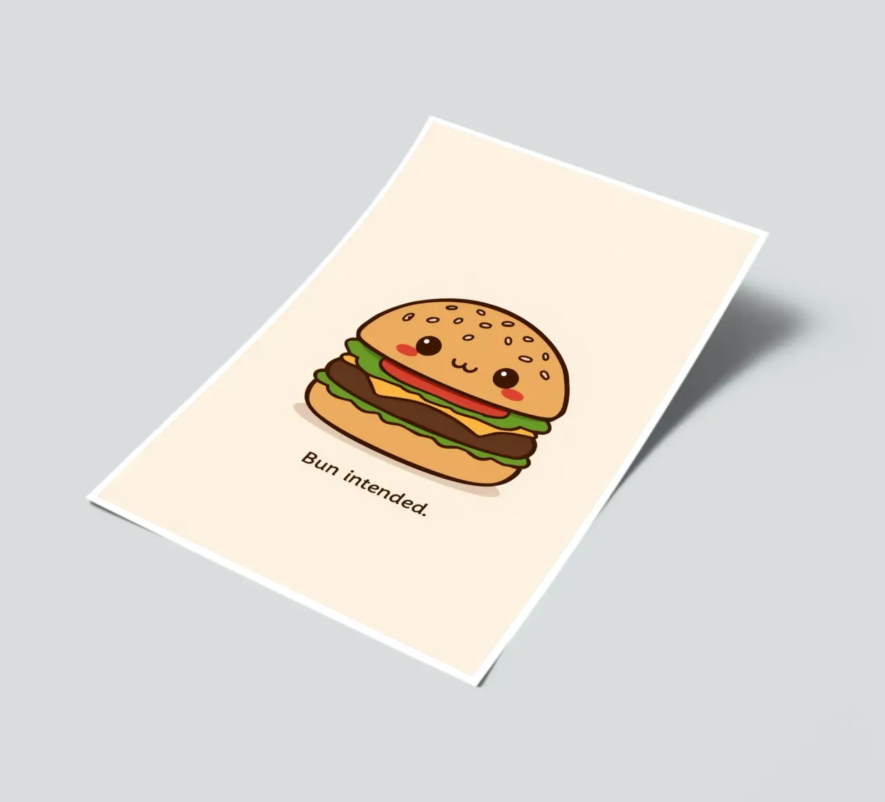 Un simpatico hamburger con "Bun Intended". foglio adesivo da DesignDoodle