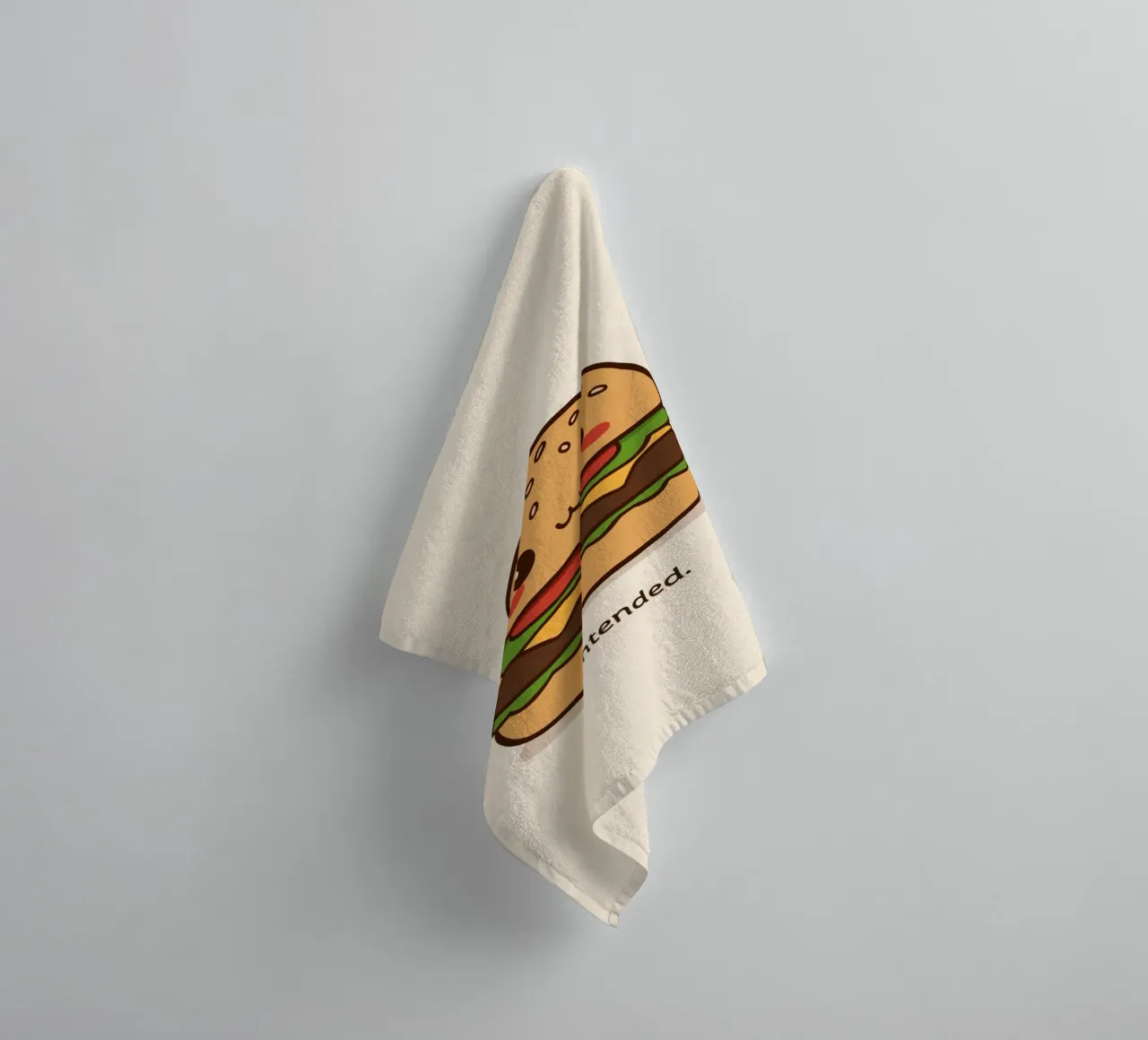 Un simpatico hamburger con "Bun Intended". asciugamano da bagno da DesignDoodle