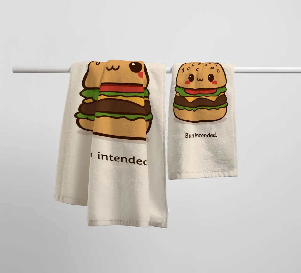 Un simpatico hamburger con "Bun Intended". asciugamano da bagno da DesignDoodle