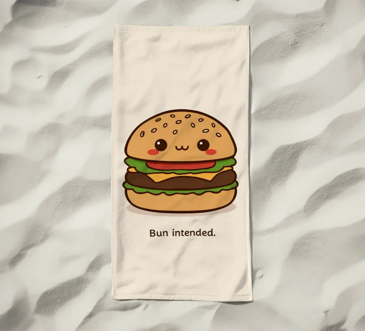 Un simpatico hamburger con "Bun Intended". telo mare da DesignDoodle