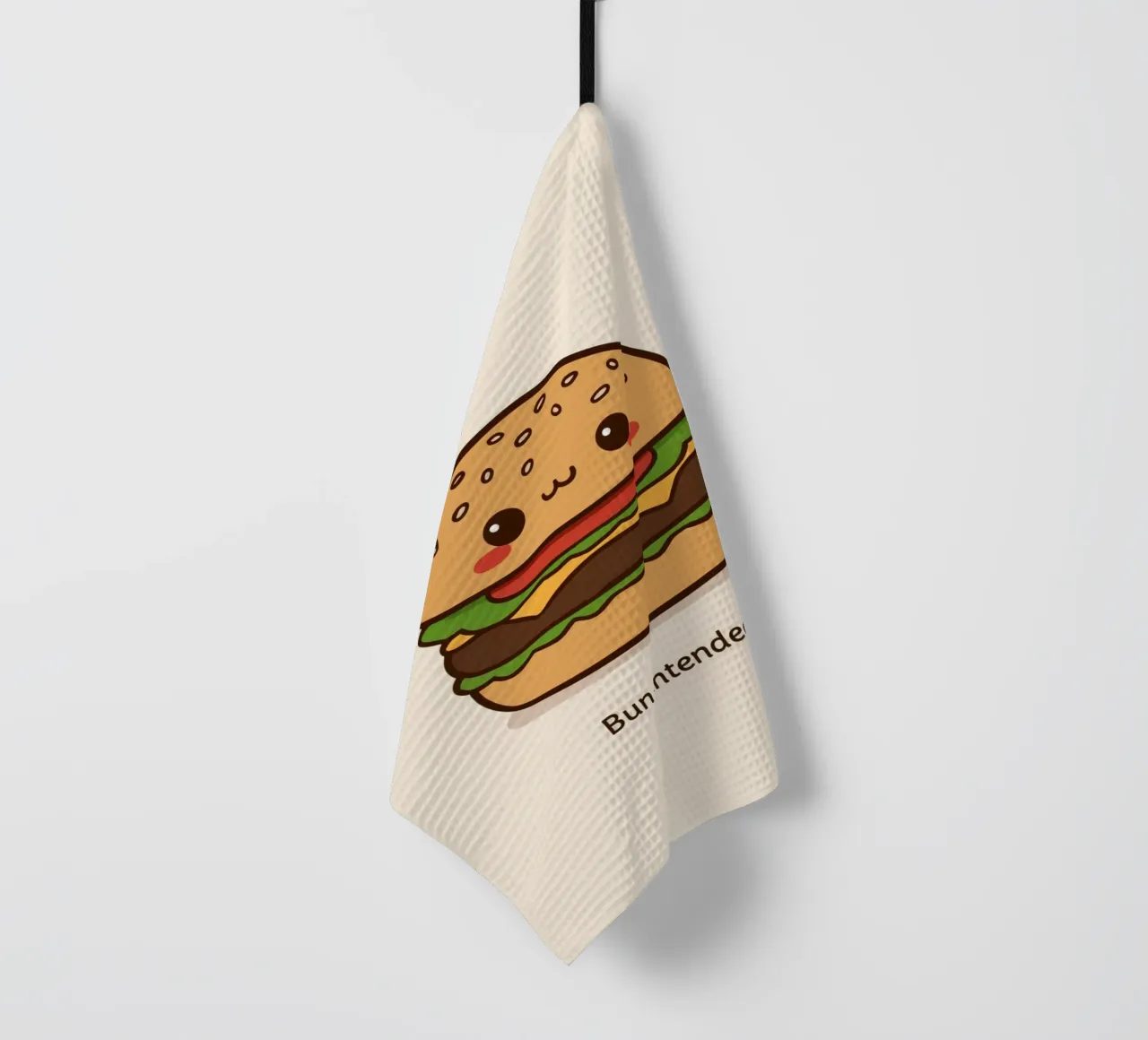 Simpática hamburguesa con "Bun Intended" paño de cocina de DesignDoodle