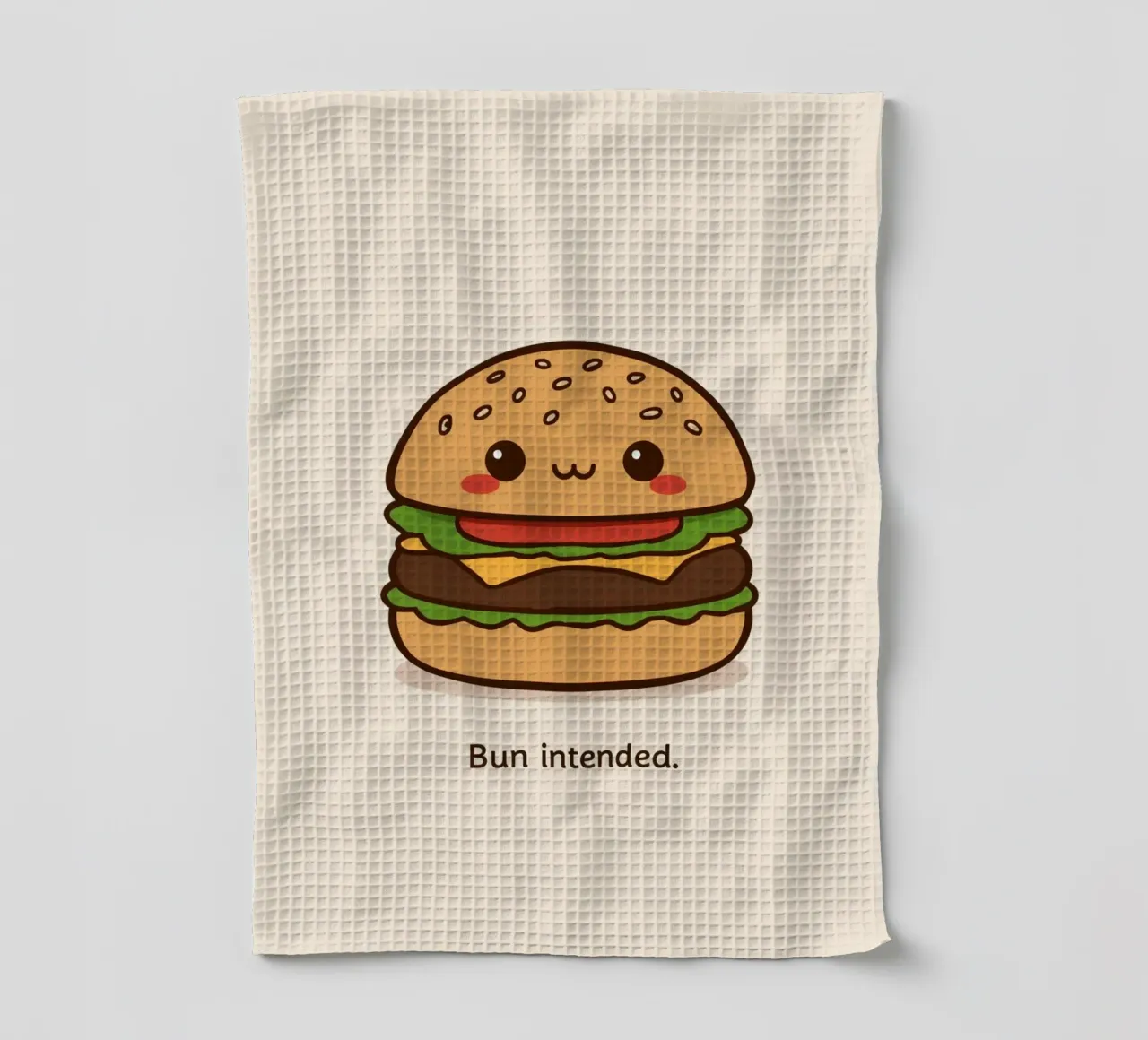 Simpática hamburguesa con "Bun Intended" paño de cocina de DesignDoodle