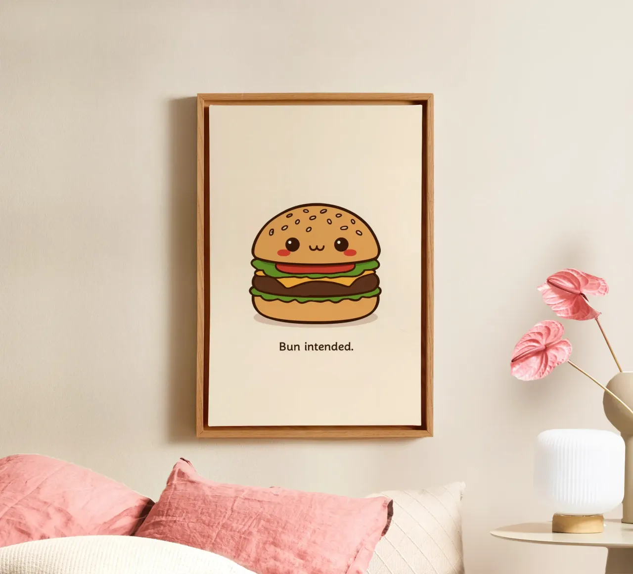 Un simpatico hamburger con "Bun Intended". tela da DesignDoodle