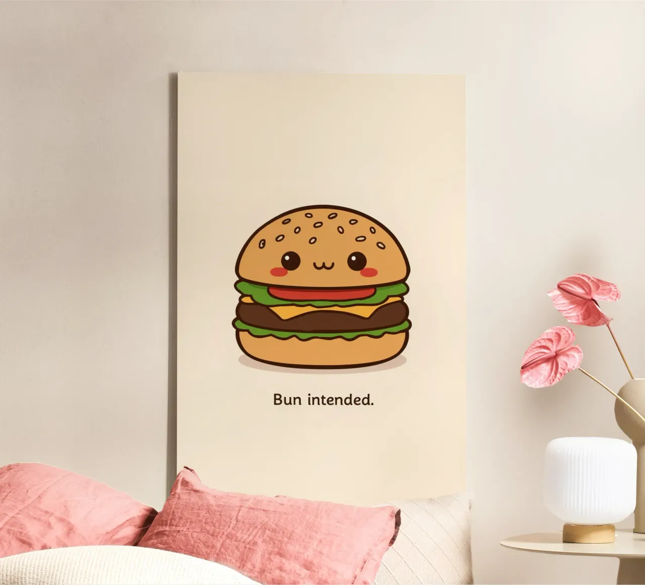 Un simpatico hamburger con "Bun Intended". tela da DesignDoodle