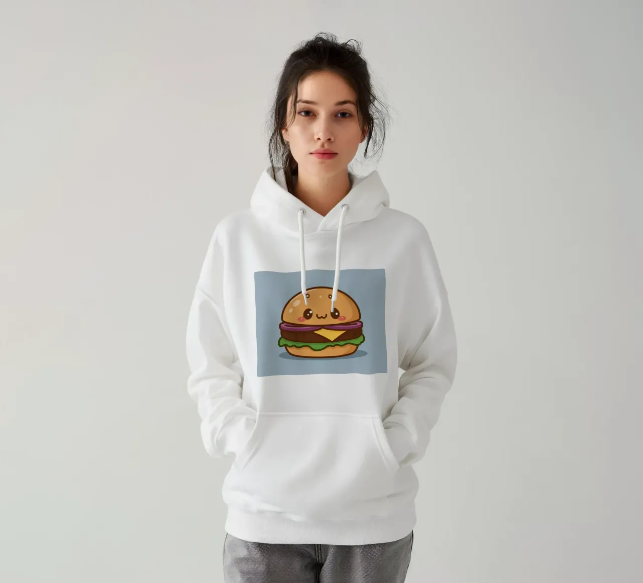 Carino l'hamburger con la faccia "Stack Attack" felpa con cappuccio da DesignDoodle