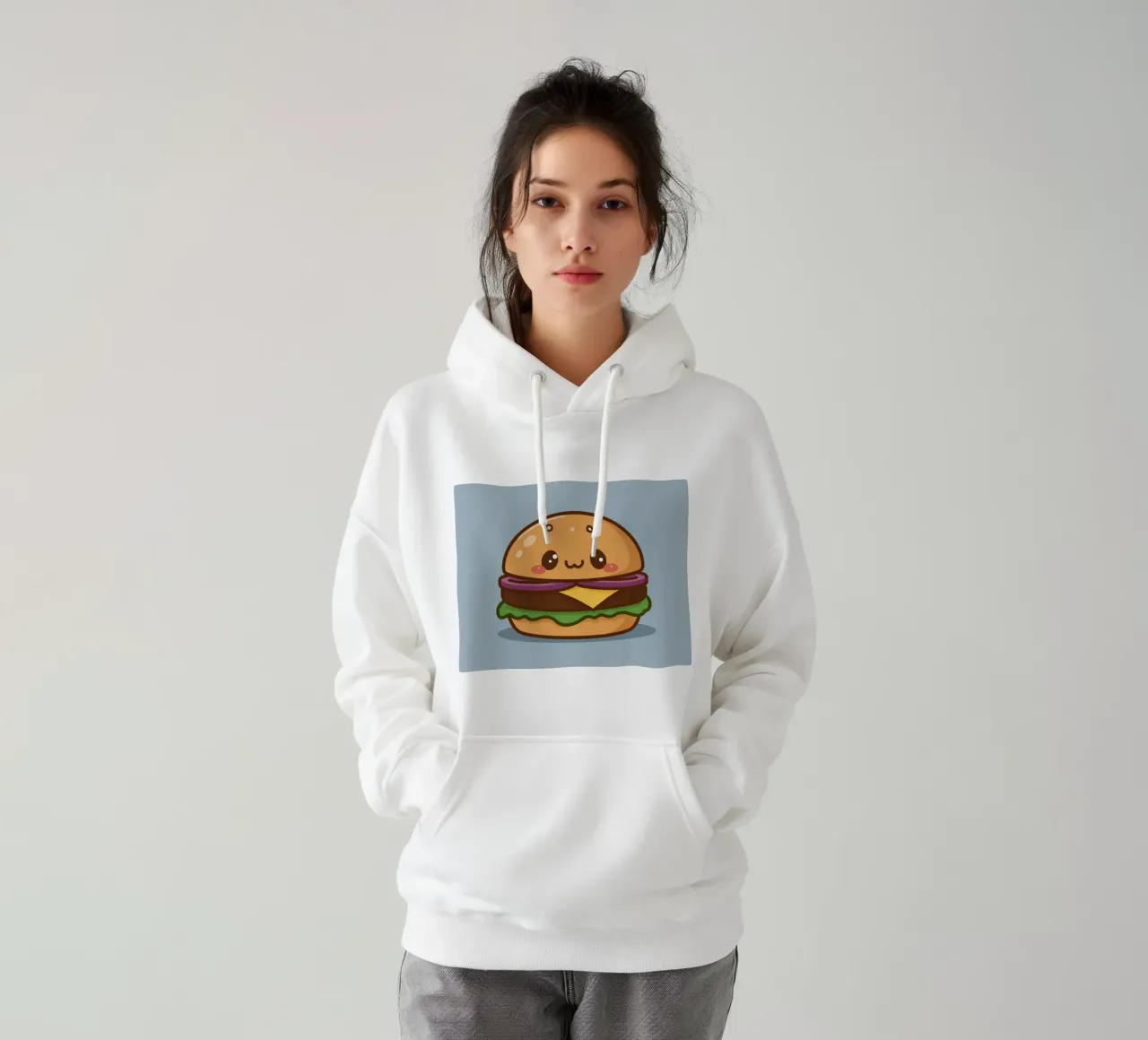 Simpática hamburguesa con cara "Stack Attack" sudadera con capucha de DesignDoodle