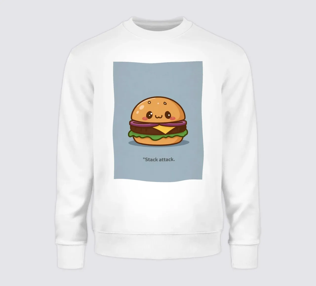 Mignon hamburger avec visage "Stack Attack" (attaque de pile) sweat de DesignDoodle