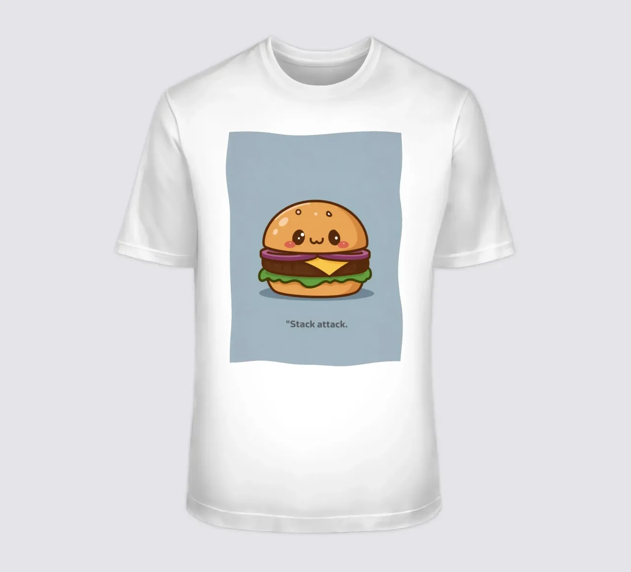 Simpática hamburguesa con cara "Stack Attack" camiseta de DesignDoodle
