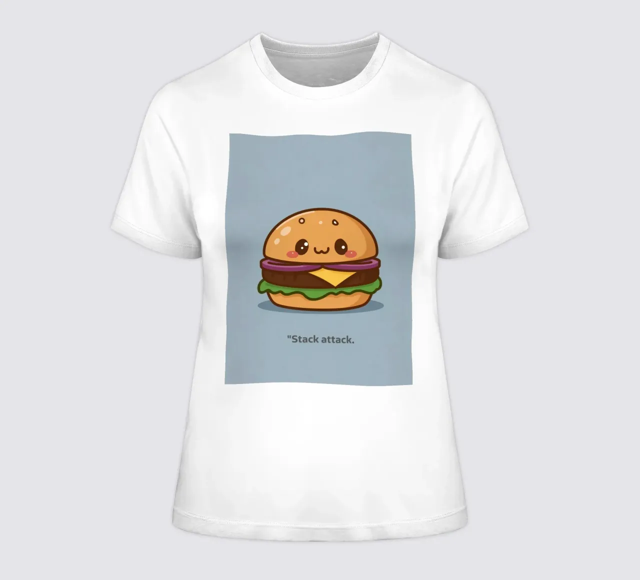 Carino l'hamburger con la faccia "Stack Attack" t-shirt da donna da DesignDoodle