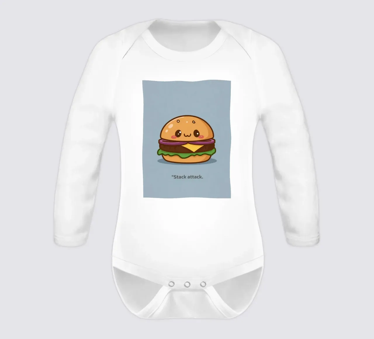 Carino l'hamburger con la faccia "Stack Attack" body neonato maniche lunghe da DesignDoodle