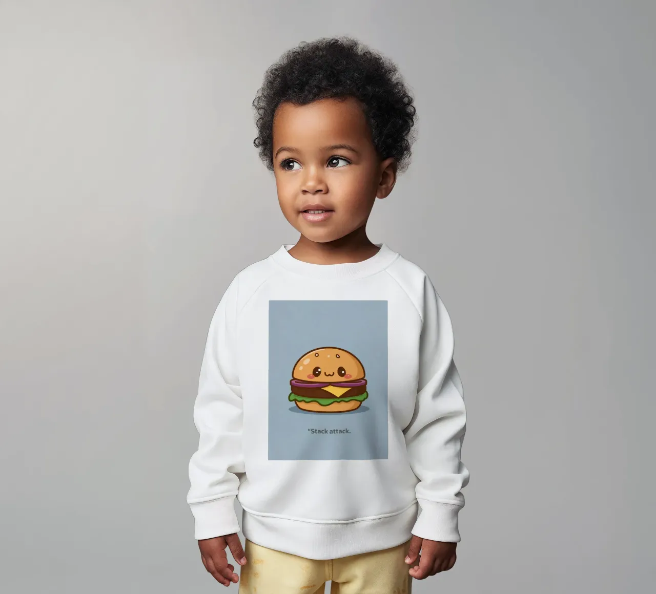 Schattige hamburger met gezicht "Stack Attack". baby sweatshirt van DesignDoodle