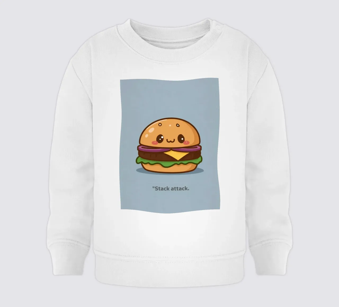 Schattige hamburger met gezicht "Stack Attack". baby sweatshirt van DesignDoodle