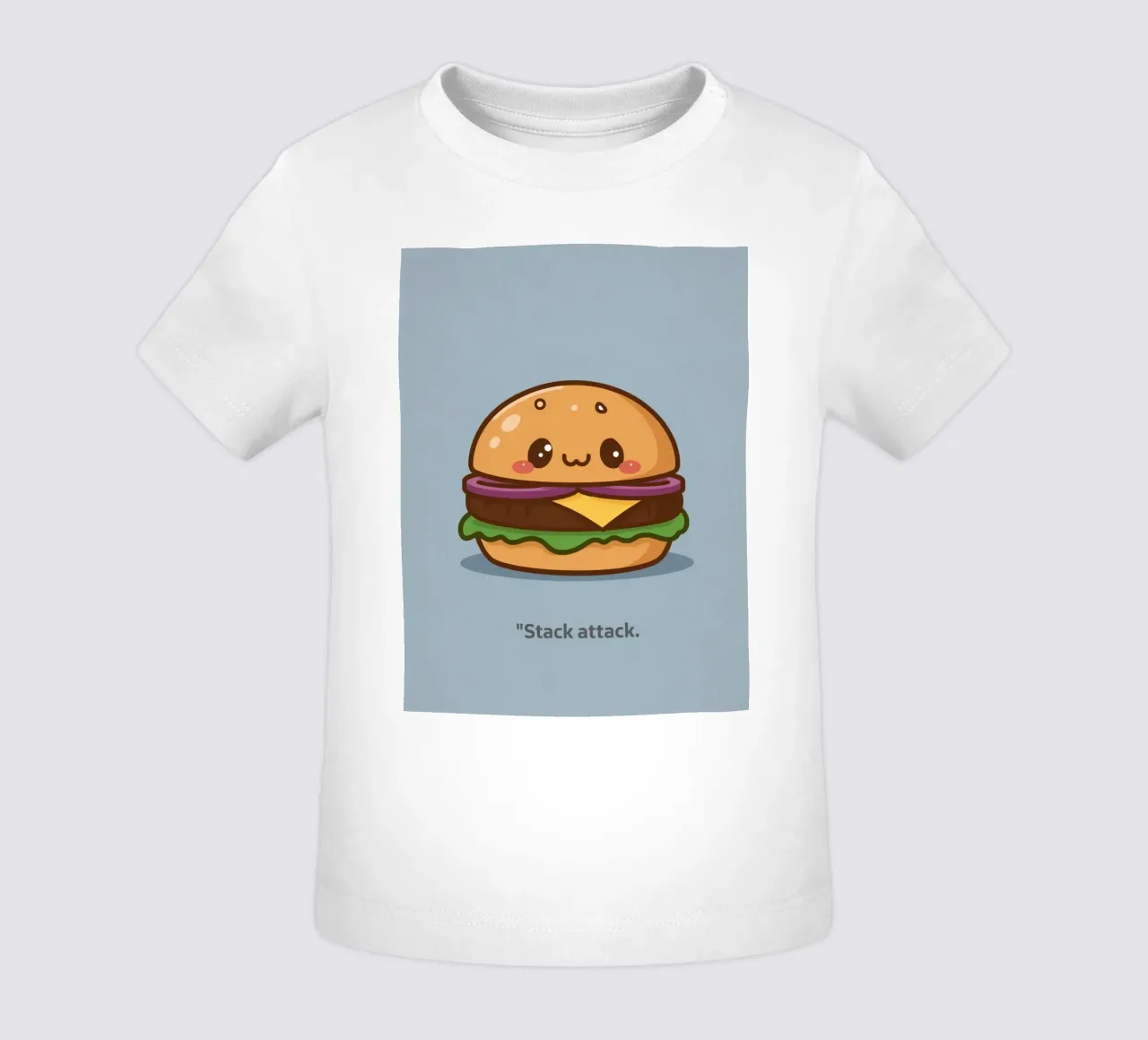 Carino l'hamburger con la faccia "Stack Attack" maglietta neonato da DesignDoodle