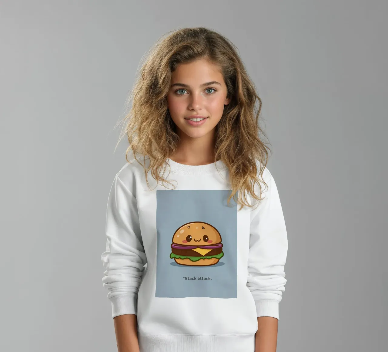 Carino l'hamburger con la faccia "Stack Attack" felpa bambino da DesignDoodle