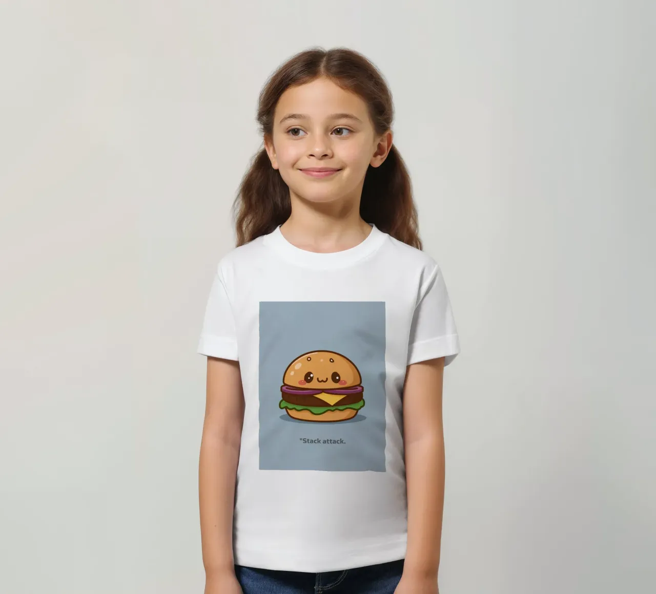 Carino l'hamburger con la faccia "Stack Attack" t-shirt bambini da DesignDoodle
