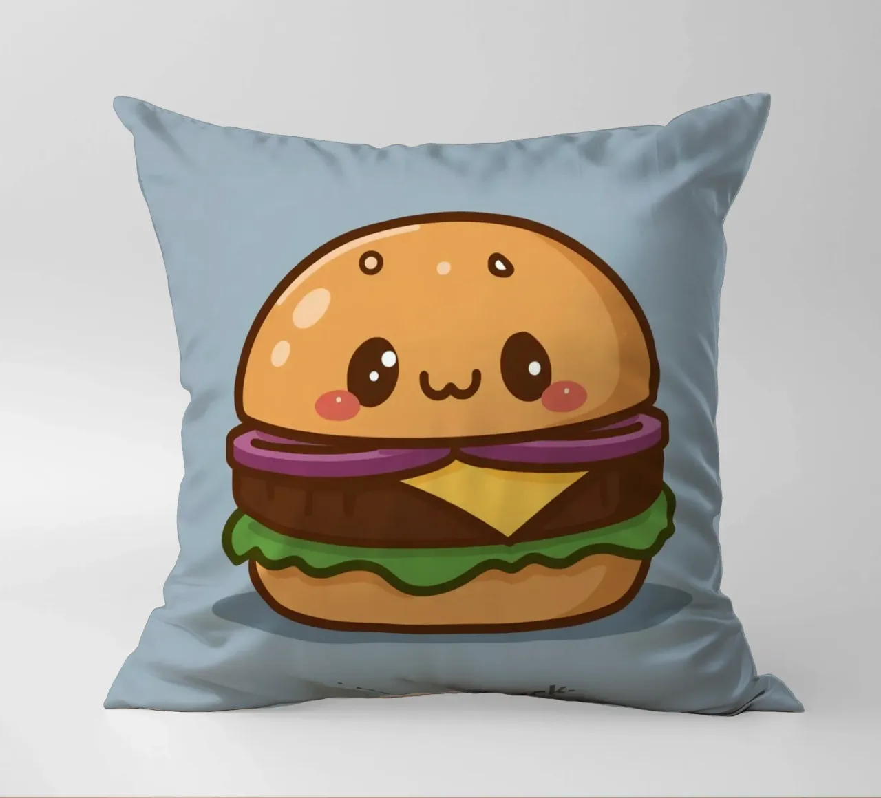 Carino l'hamburger con la faccia "Stack Attack" cuscino da DesignDoodle