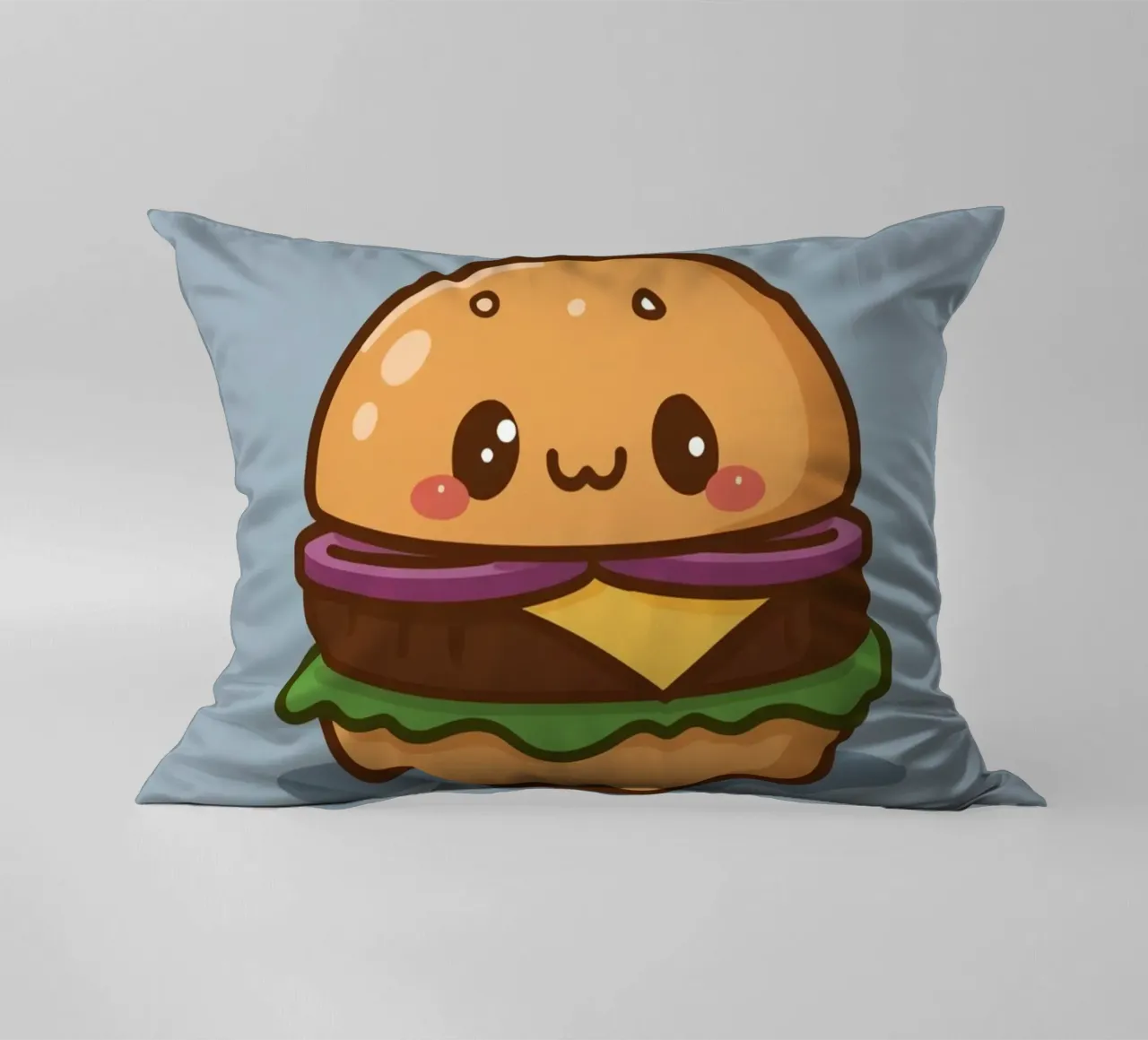 Carino l'hamburger con la faccia "Stack Attack" cuscino da DesignDoodle