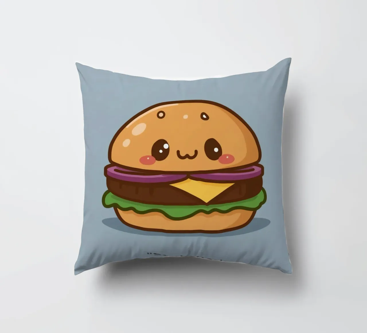 Carino l'hamburger con la faccia "Stack Attack" cuscino da DesignDoodle