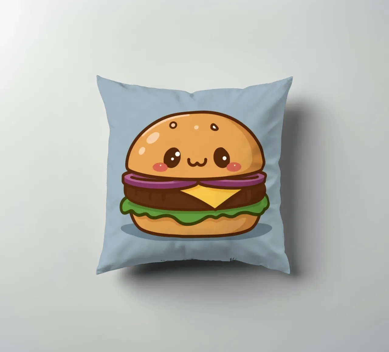 Carino l'hamburger con la faccia "Stack Attack" cuscino da DesignDoodle