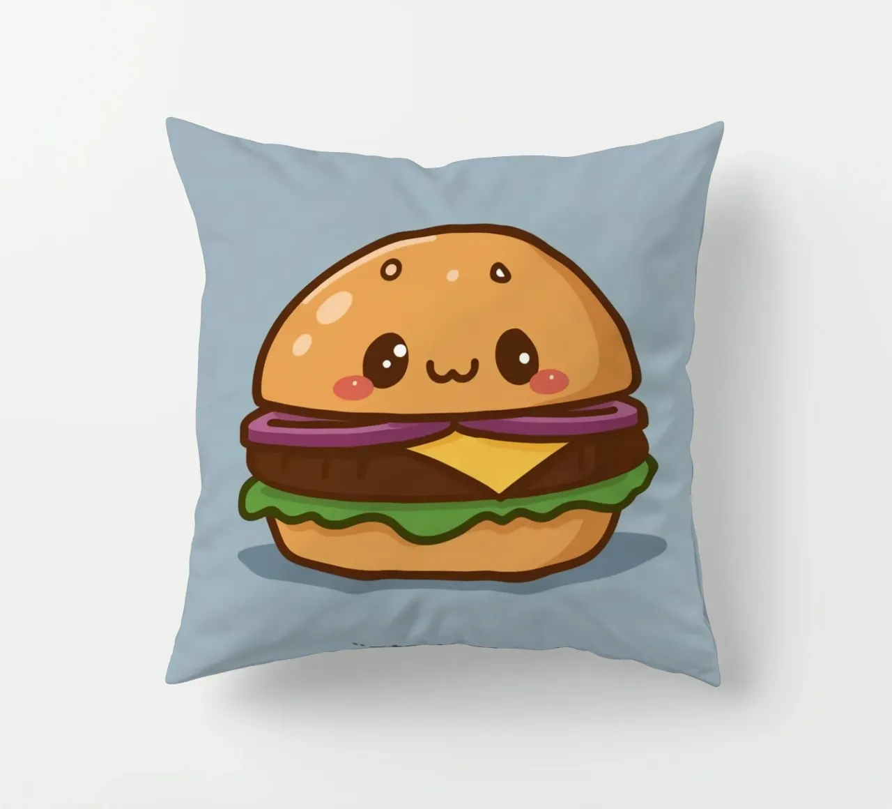 Carino l'hamburger con la faccia "Stack Attack" cuscino da DesignDoodle