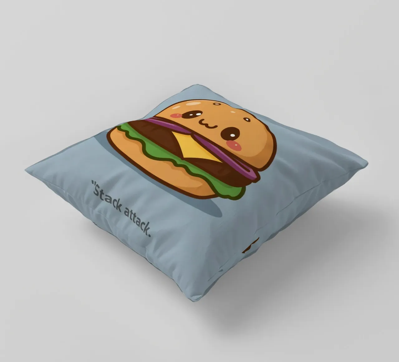 Carino l'hamburger con la faccia "Stack Attack" cuscino da DesignDoodle