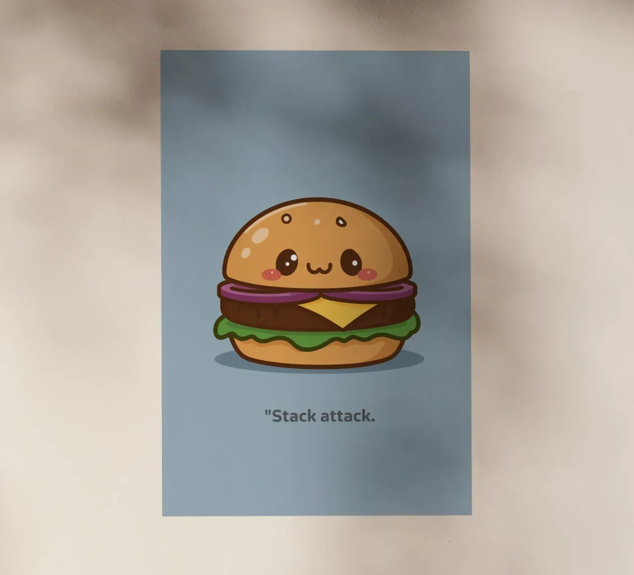 Simpática hamburguesa con cara "Stack Attack" lámina retroiluminada de DesignDoodle