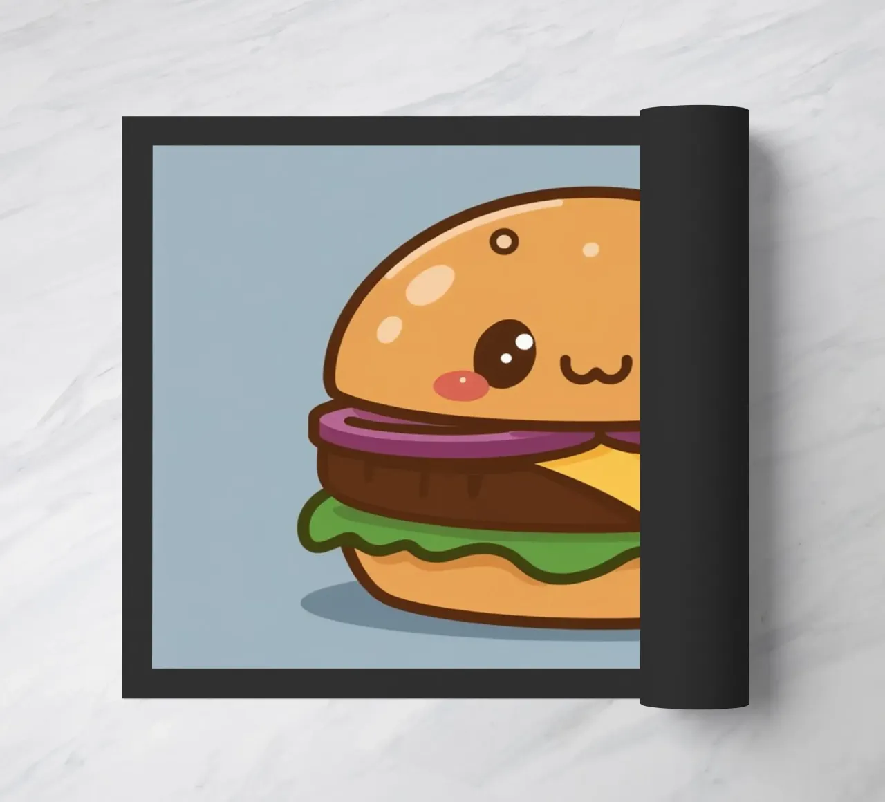 Simpática hamburguesa con cara "Stack Attack" felpudo de DesignDoodle