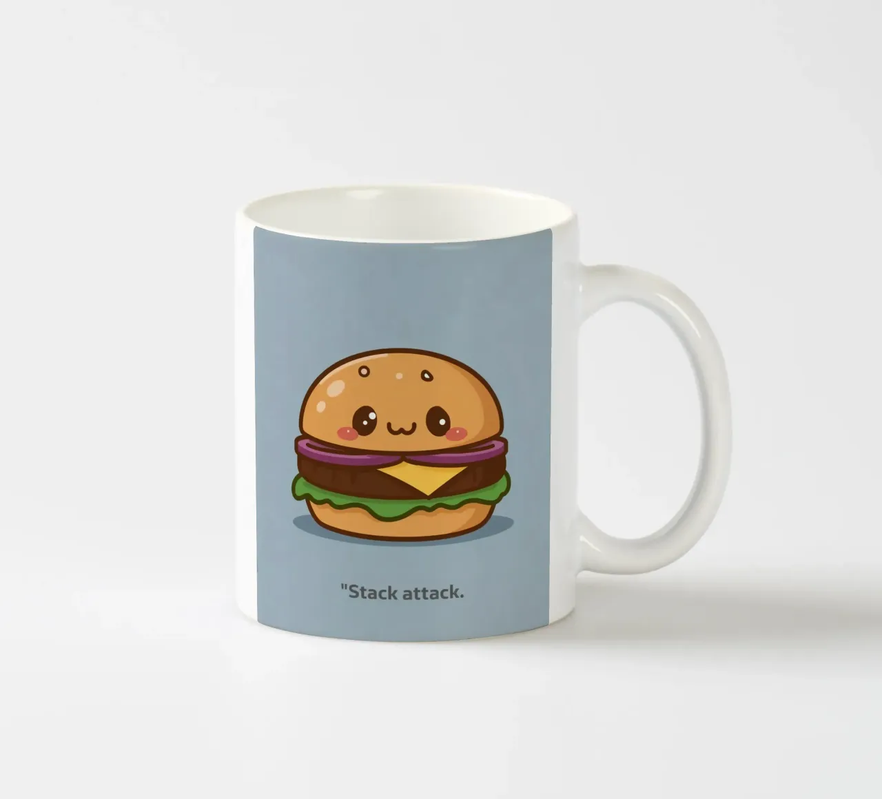 Carino l'hamburger con la faccia "Stack Attack" tazza in ceramica da DesignDoodle