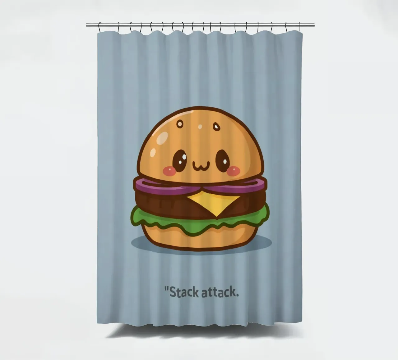 Carino l'hamburger con la faccia "Stack Attack" tenda da doccia da DesignDoodle