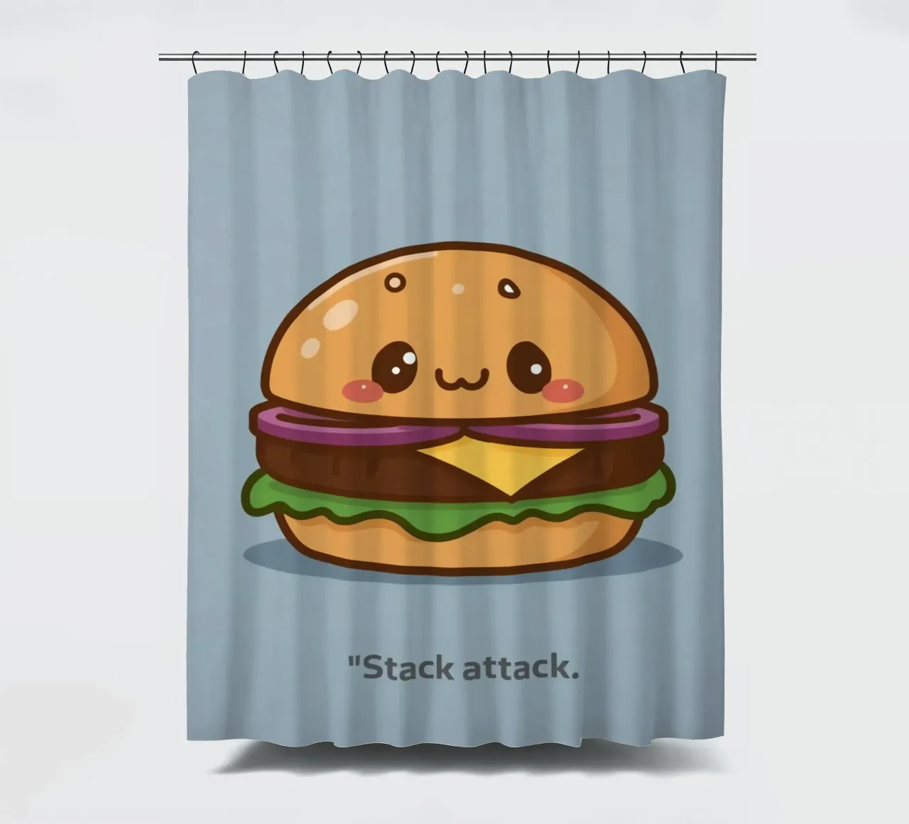 Carino l'hamburger con la faccia "Stack Attack" tenda da doccia da DesignDoodle